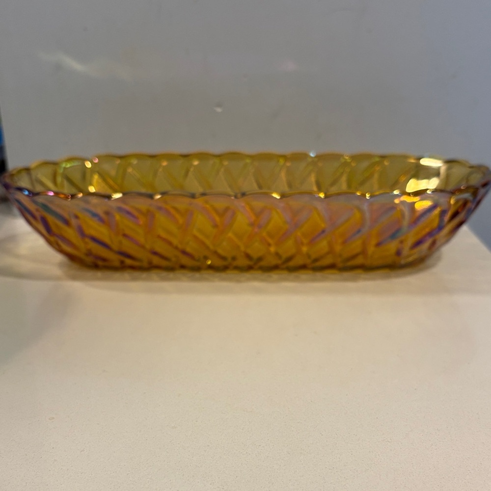 Vintage Carnival Glass Celery Dish